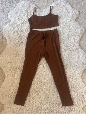 Brown Waffle Knit set